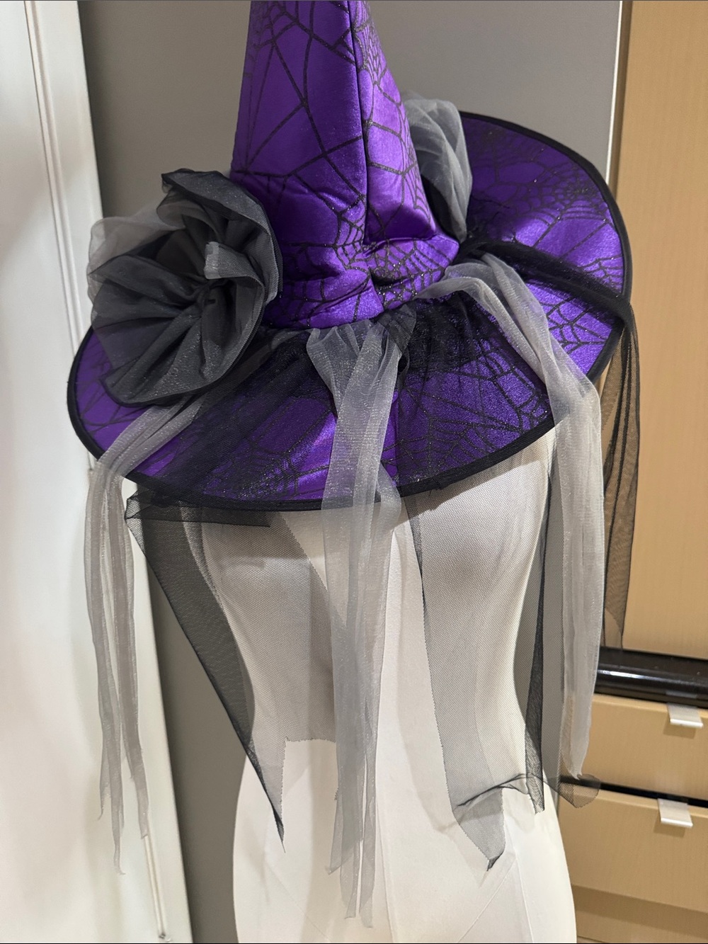 Kids Purple Spiderweb Witch Hat Costume Accessory